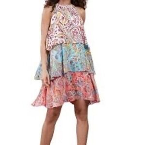 NY & Company‎ Paisley print 3 tier swing Dress Size M Sleeveless Halter